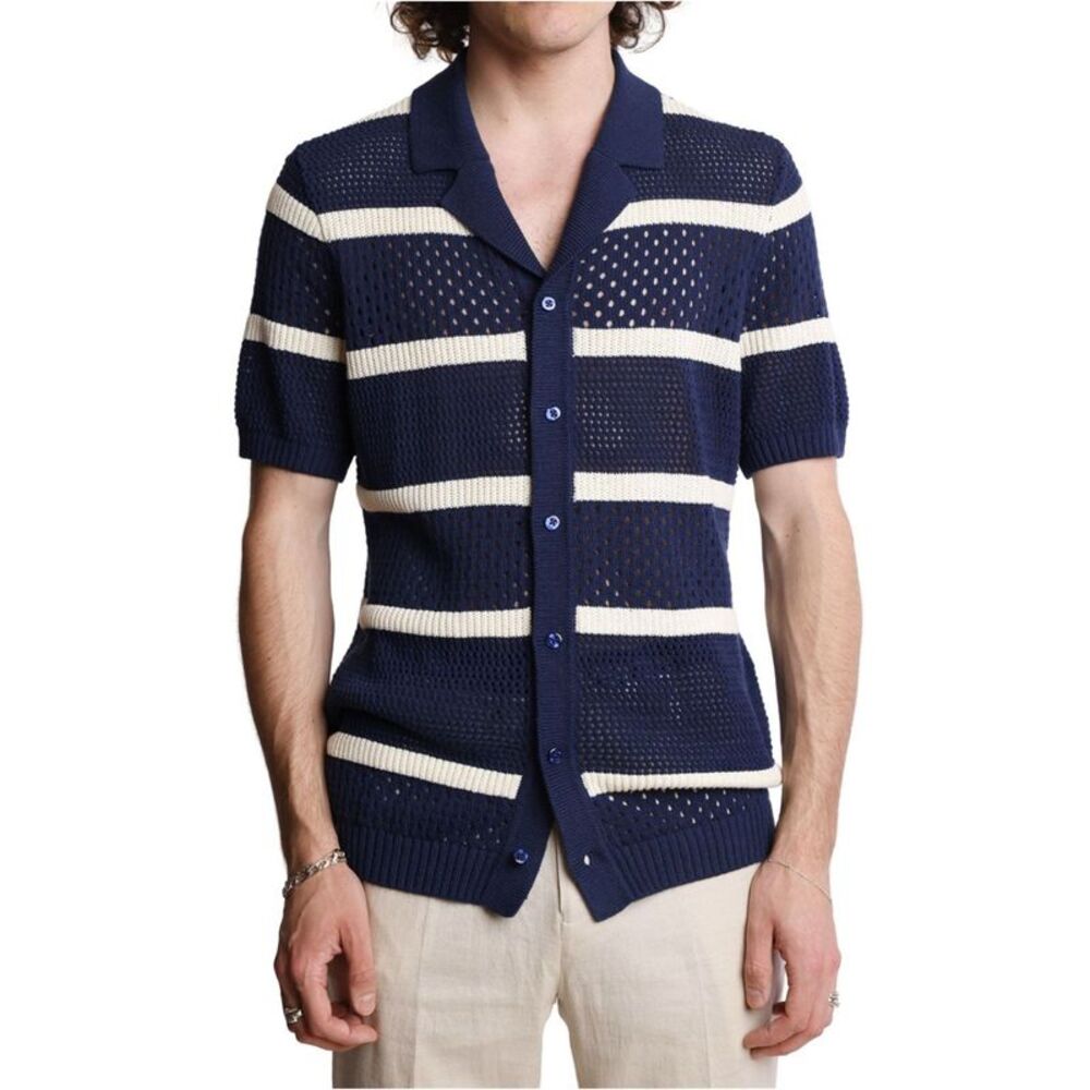 Paisley & Gray Mens Striped Crochet Cardigan Sweater, NWT